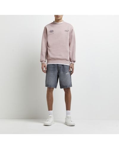 River Island Regular Fit Graphic Sweatshirt - Pink