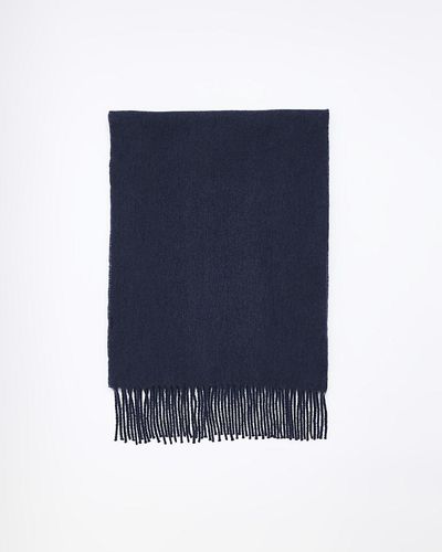 River Island Navy Premium Knitted Scarf - Blue