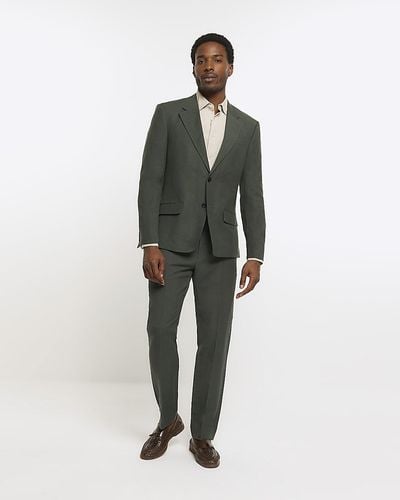 River Island Linen Blend Suit Pants - Green