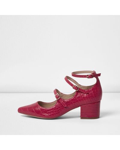 River Island Red Croc Strappy Mary Jane Shoes