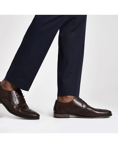 River Island Dark Leather Lace-up Brogues - Brown