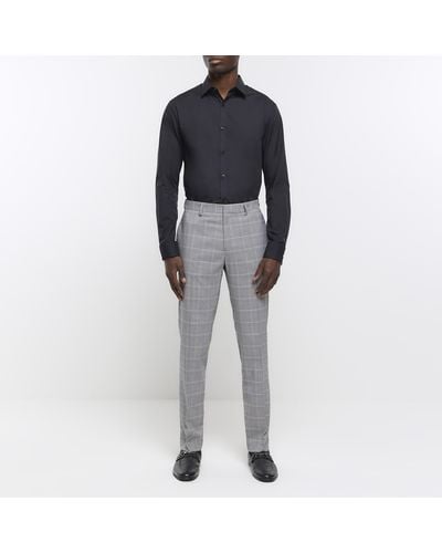 River Island Check Smart Trousers - Grey