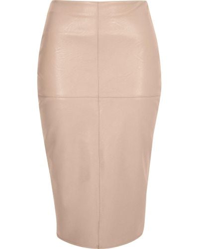 River Island Nude Faux Leather Pencil Skirt - Pink