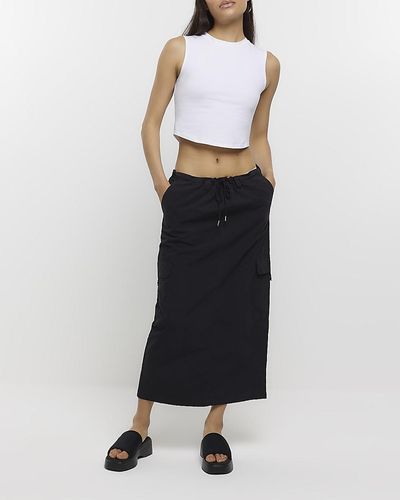 River Island Low Waist Parachute Maxi Skirt - Black