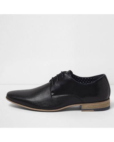 River Island Black Textured Lace-up Formal Shoes