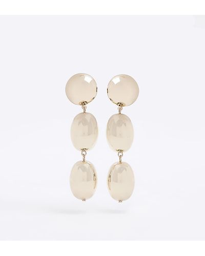 River Island Gold Round Drop Earrings - White