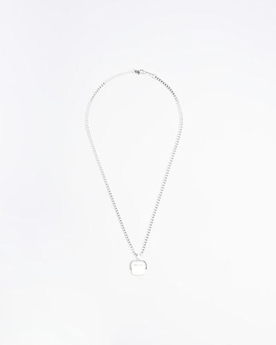River Island Silver Plated Square Necklace - White