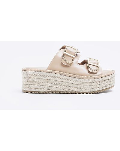 River Island Pink Backless Wedge Espadrilles - White