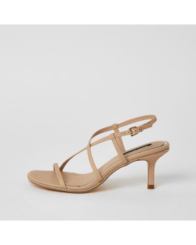 River Island Beige Beaded Strappy Low Heel Sandals - Natural