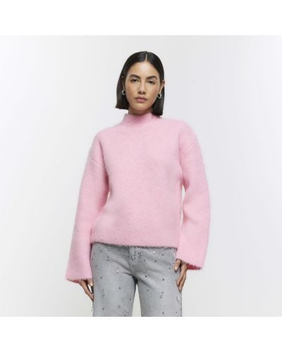 River Island High Neck Sweater - Pink