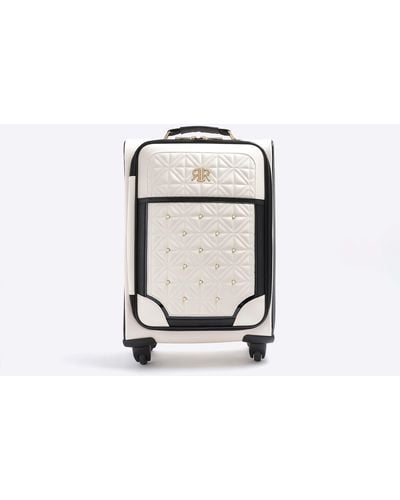 River Island Quilted Pearl Suitcase - Black