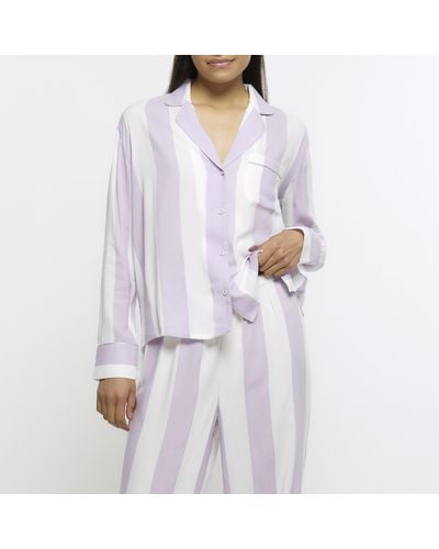 River Island Lilac Stripe Pyjama Shirt - Purple