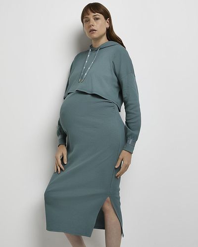 River Island Green Maternity Dress And Sweater Set