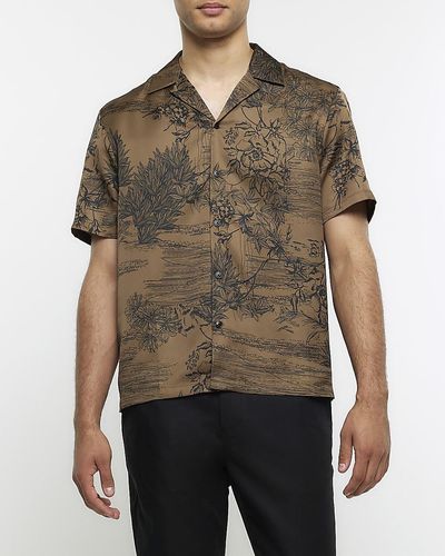 River Island Green Regular Fit Floral Shirt