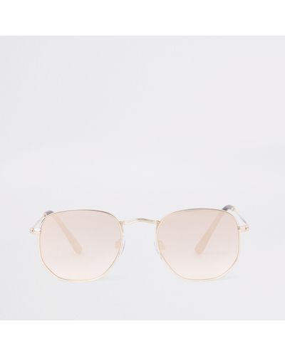 River Island Rose Revo Hex Sunglasses - Pink