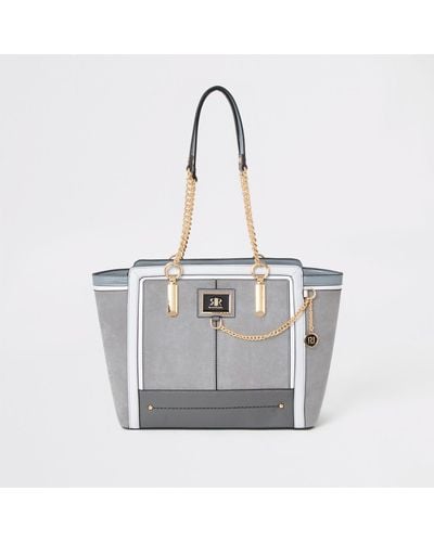 River Island Grey Chain Front Winged Tote Bag