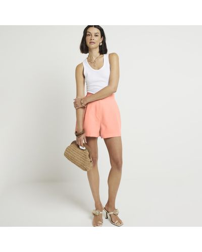 River Island Orange High Waisted Smart Shorts - Pink