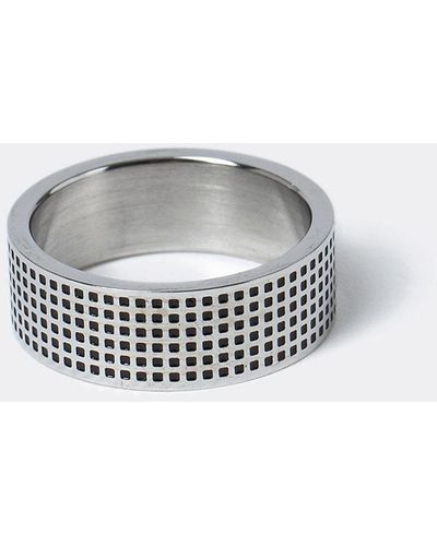 River Island Silver Stainless Steel Engraved Band Ring - Gray