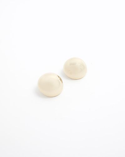 River Island Gold Ball Stud Earrings - White