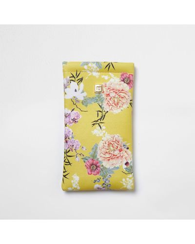 River Island Yellow Floral Print Sunglasses Case