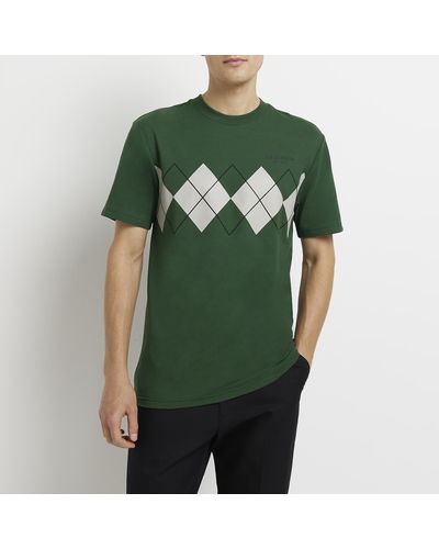 River Island Argyle Print T-shirt - Green