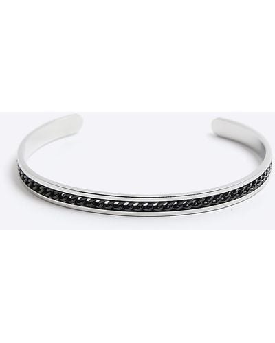 River Island Black Stainless Steel Chain Cuff Bracelet - White