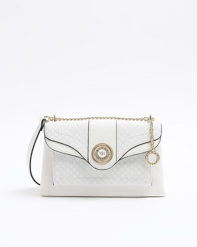 River Island White Ri Monogram Chain Shoulder Bag