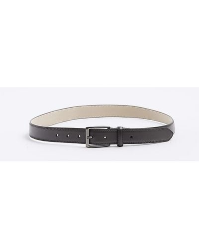 River Island Brown Faux Leather Buckle Belt - White