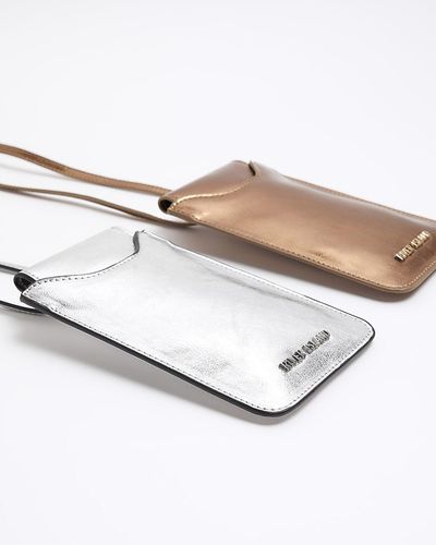 River Island Metallic Phone Pouch - White