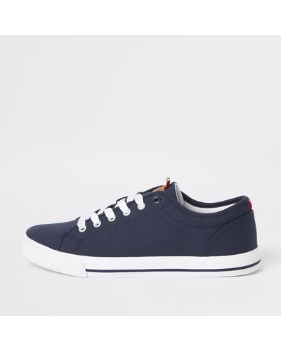 River Island Canvas Lace-up Plimsolls - Blue