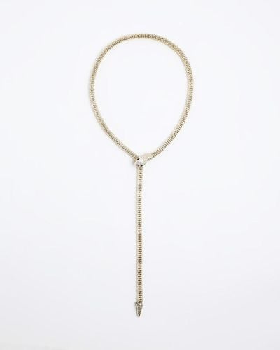 River Island Gold Snake Layering Necklace - White