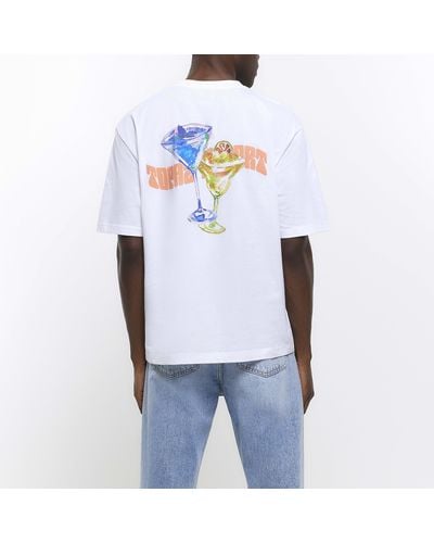 River Island White Oversized Fit Cocktail Graphic T-shirt