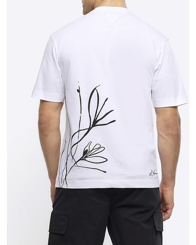 River Island Floral Graphic T-shirt - White