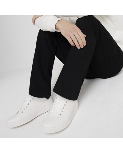 River Island White Lace Up Trainers - Black