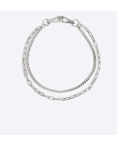 River Island Silver Color Multirow Wallet Chain - White