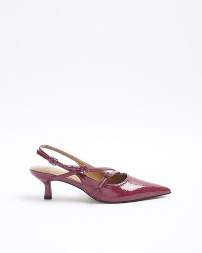 River Island Red Strappy Heeled Sling Back Court Shoes - Pink