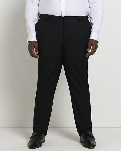 River Island Big & Tall Black Slim Fit Twill Suit Pants