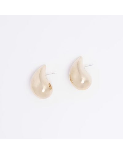 River Island Gold Teardrop Stud Earrings - White