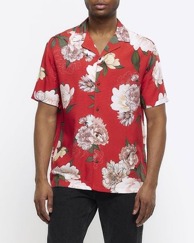 River Island Floral Revere Shirt - Red