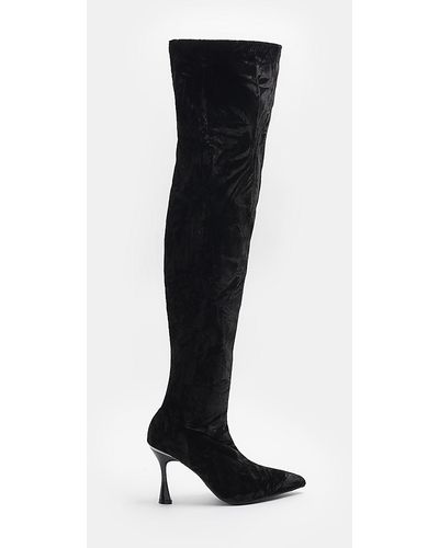 River Island Black Heeled Over The Knee Boots