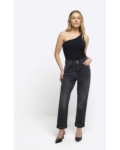 River Island Washed Mom Sculpt Jeans - Blue