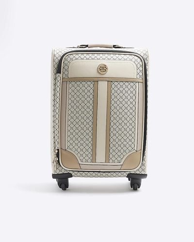 River Island Ri Monogram Suitcase - Natural