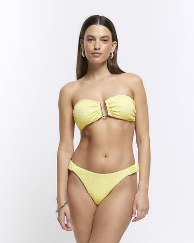River Island Yellow Textured Bikini Bottoms