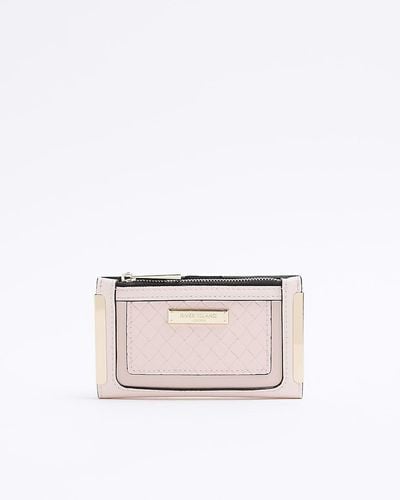 River Island Pink Embossed Weave Purse - White