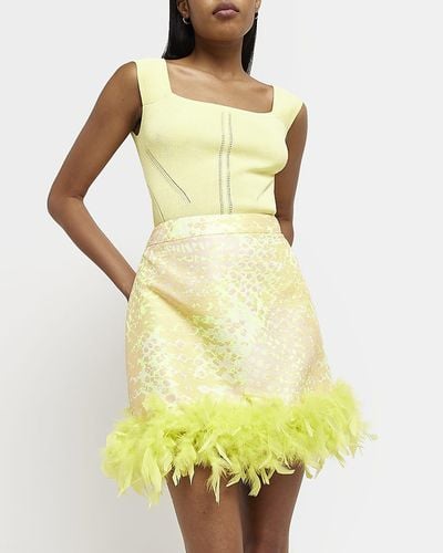 Feather skirt river island cheap