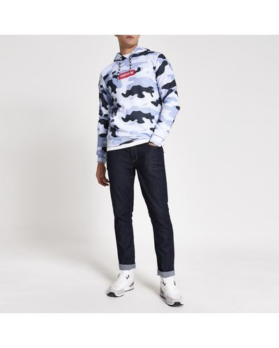 Hype River Island Blue Camo Box Fit Hoodie