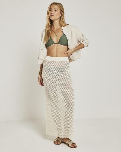 River Island White Sheer Beach Maxi Skirt - Natural