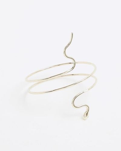 River Island Gold Color Snake Wrap Arm Cuff - White