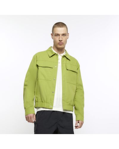 River Island Green Regular Fit Harrington Jacket