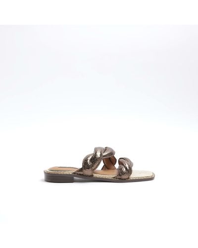 River Island Brown Twisted Mule Sandals